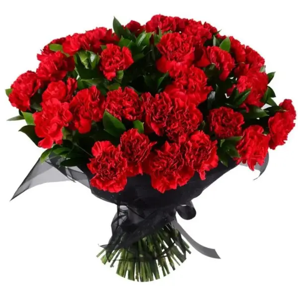Траурный букет № 1 из красных гвоздик